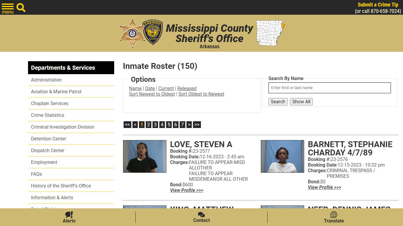 Inmate Roster - Current Inmates Booking Date Descending - Mississippi ...
