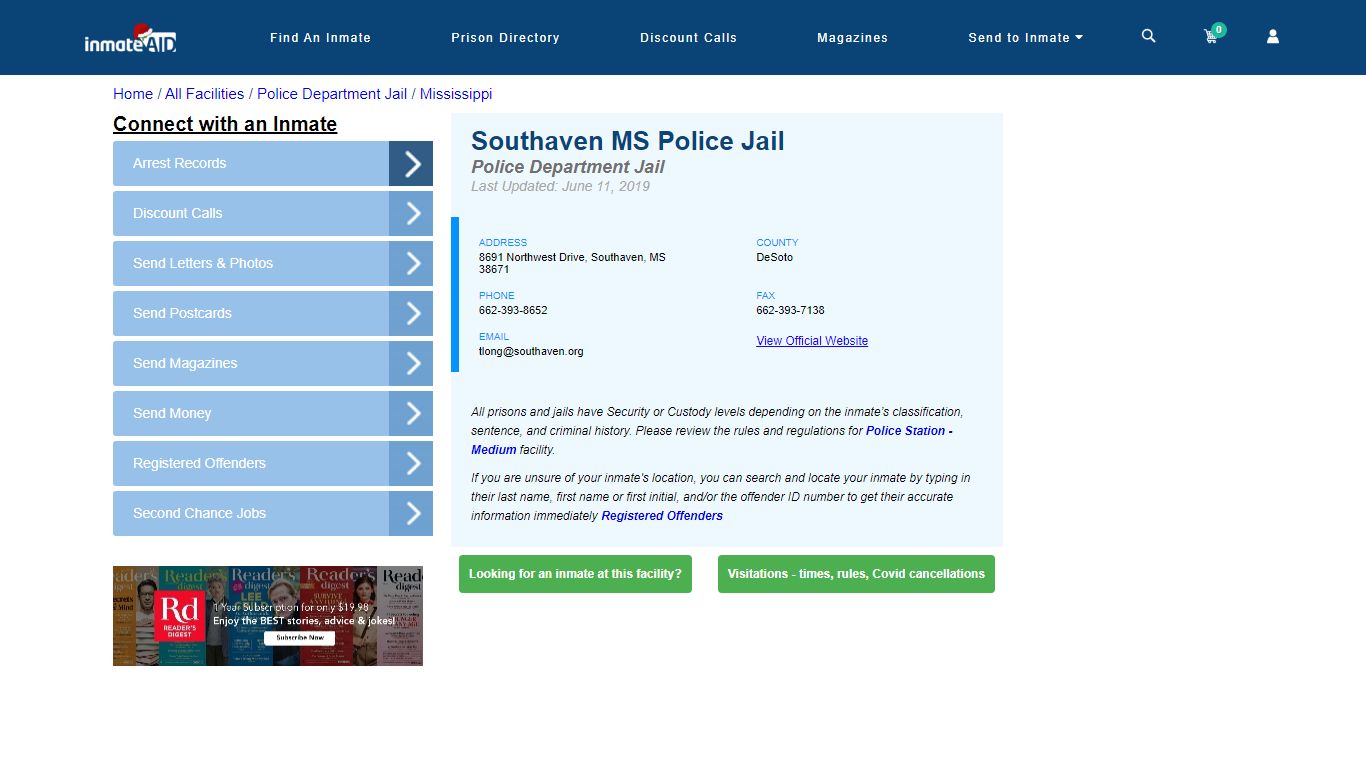 Southaven MS Police Jail & Inmate Search - Southaven, MS