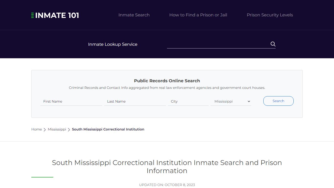 South Mississippi Correctional Institution Inmate Search, Visitation ...